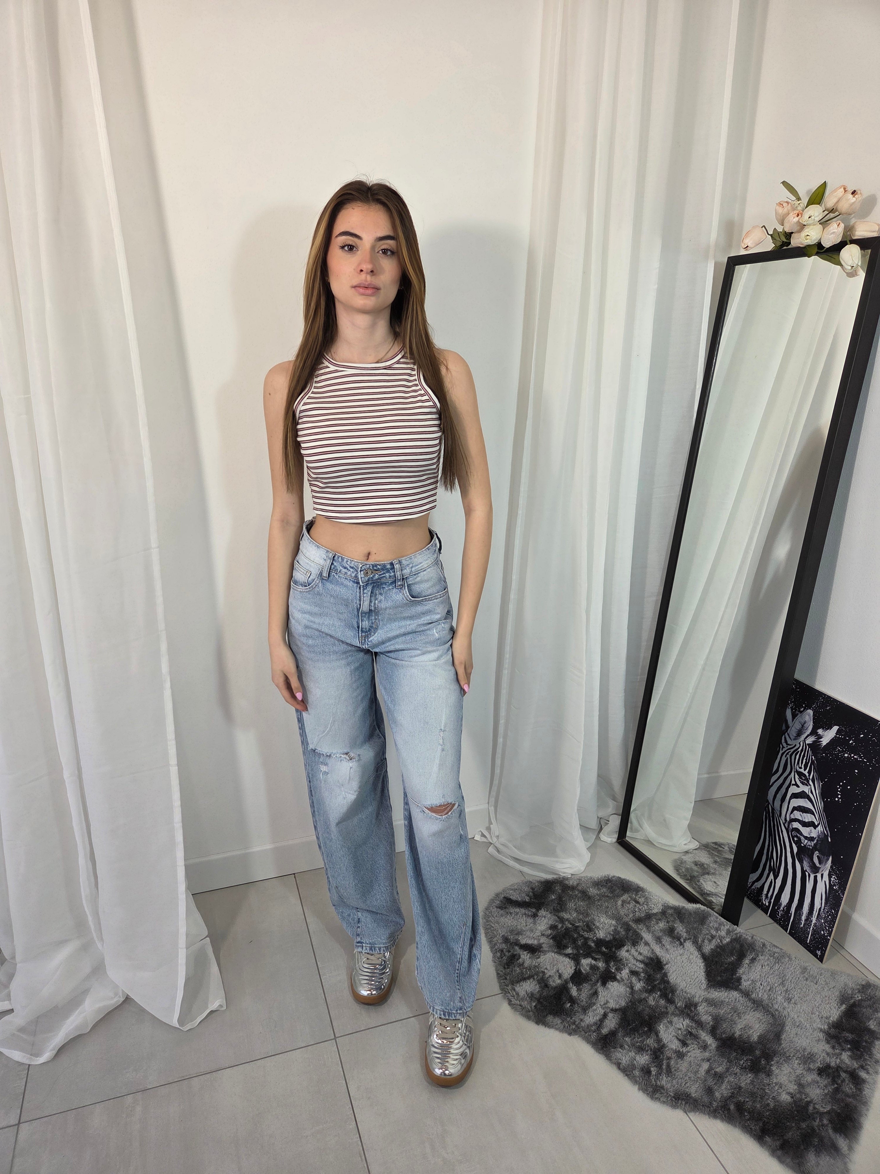 Crop Top righe Choco